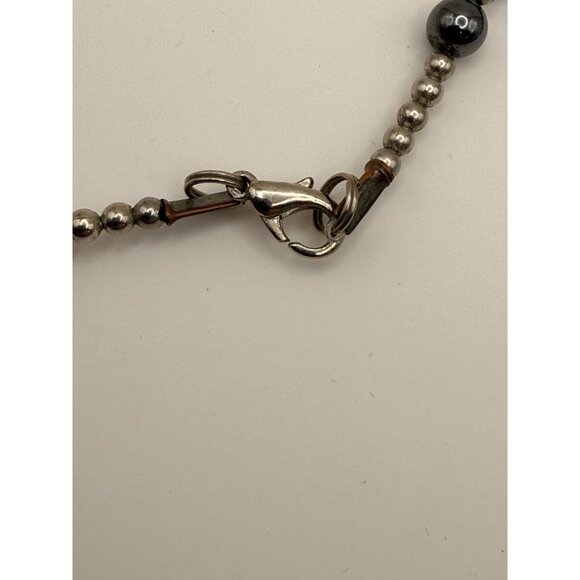 VTG Boho Unakite Stone Bear Pendant Necklace 24" Hematite Beads Southwestern Nat - Picture 6 of 10